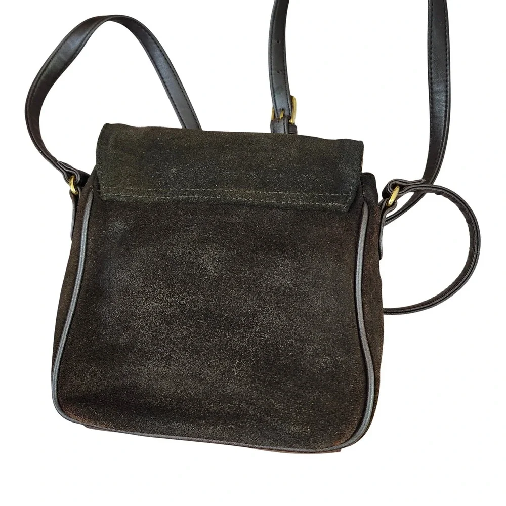 Valerie Stevens Vintage Classic Brown Suede‎ flap crossbody bag 7